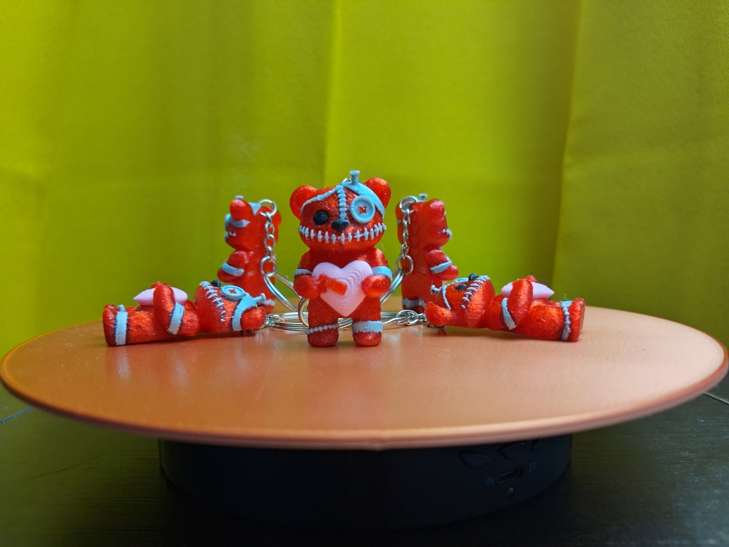 2" Battle-Worn Valentine Bear Key Chain