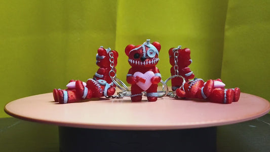 2" Battle-Worn Valentine Bear Key Chain